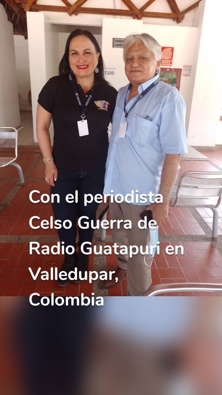 Con el periodista Celso Guerra de Radio Guatapuri en Valledupar, Colombia 